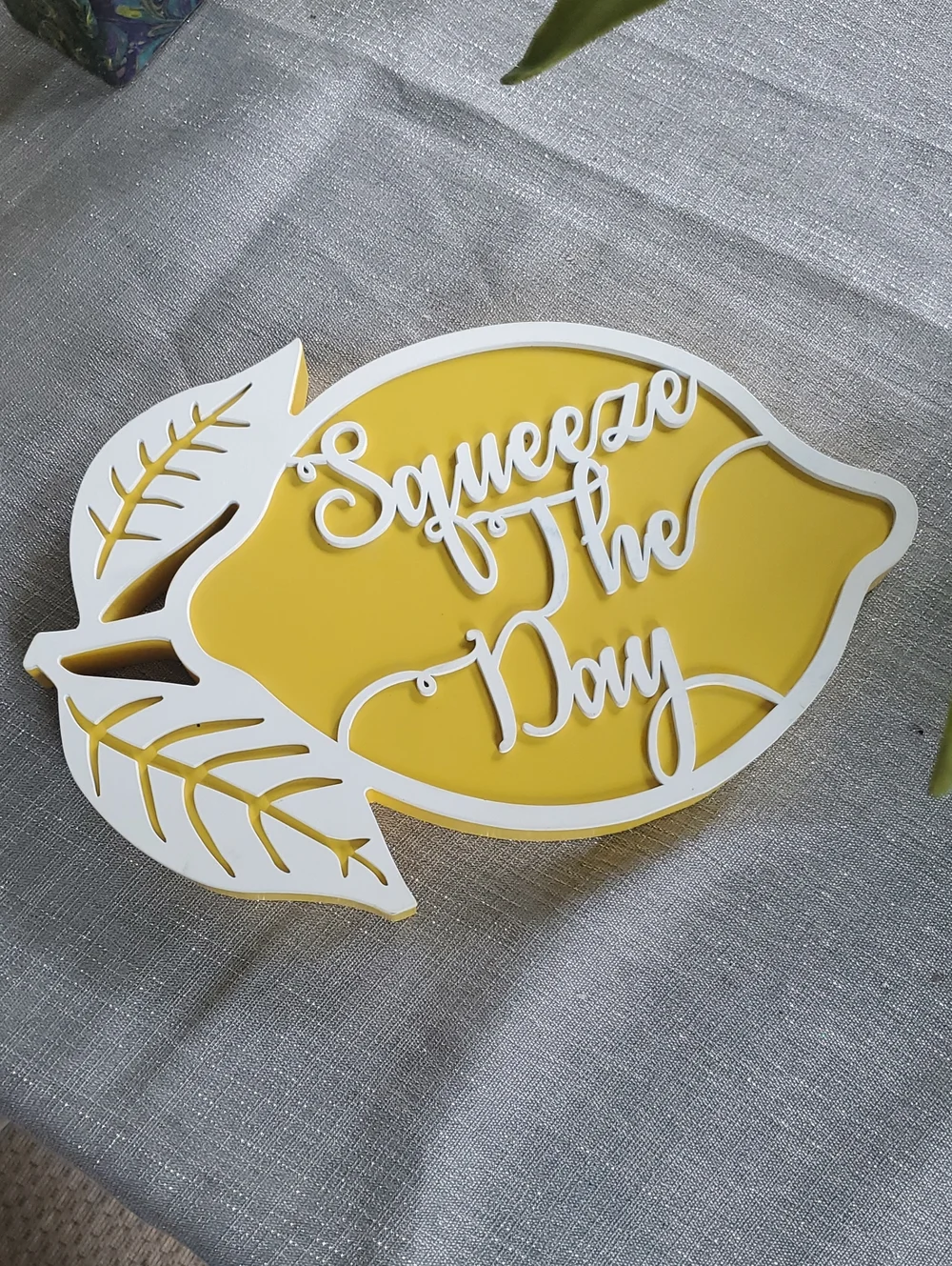 Squeeze The Day Lemon Wall Sign - Yellow and White Home Pieace Of Woood
